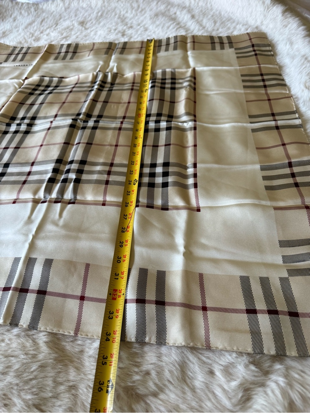 Burberry Beige Plaid Silk Square Scarf - Picture 14 of 16